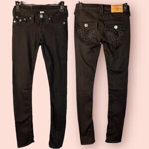 True Religion Skinny Jeans Size 24 Low Rise Stretch Denim section skinny flap